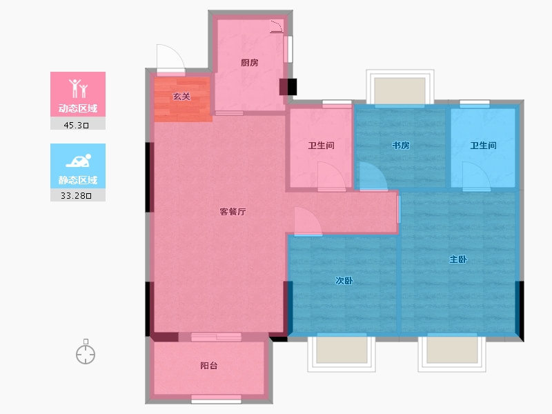 福建省-福州市-金辉优步悦山-70.57-户型库-动静分区