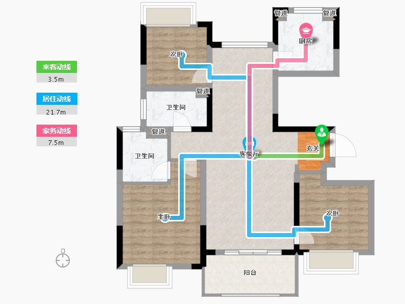 江苏省-南京市-金轮翠雍华庭-88.58-户型库-动静线