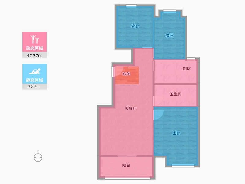 上海-上海市-绿地蔷薇九里-72.66-户型库-动静分区