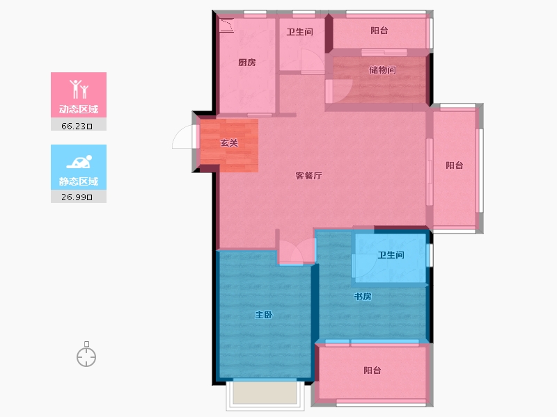 江苏省-南京市-中南上悦花苑-82.22-户型库-动静分区