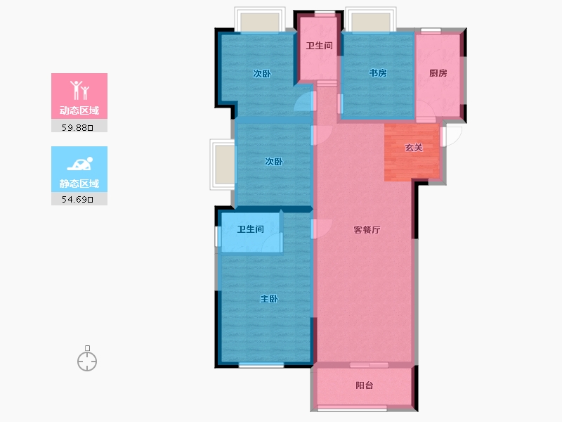 湖南省-长沙市-恒泰芙蓉悦府-102.00-户型库-动静分区