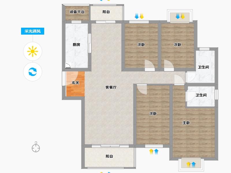 湖南省-长沙市-梦想新天地-107.10-户型库-采光通风