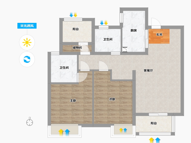 江苏省-南京市-保利荣盛合悦-78.03-户型库-采光通风