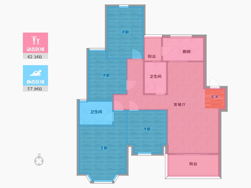 四川省-成都市-龙湖三千庭-109.33-户型库-动静分区