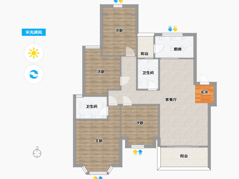 四川省-成都市-龙湖三千庭-109.33-户型库-采光通风