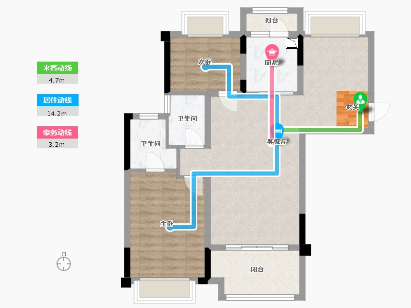 重庆-重庆市-卓越西麓九里-78.09-户型库-动静线