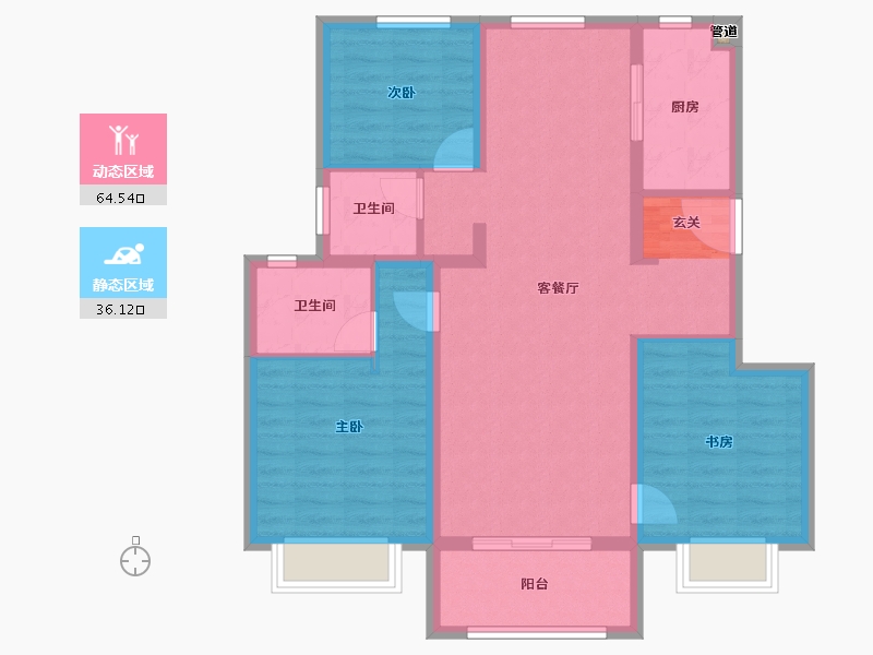 江苏省-南京市-高淳孔雀城湖畔澜庭-90.00-户型库-动静分区