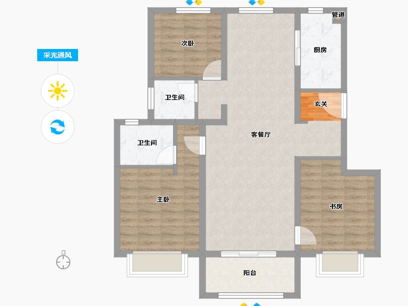 江苏省-南京市-高淳孔雀城湖畔澜庭-90.00-户型库-采光通风