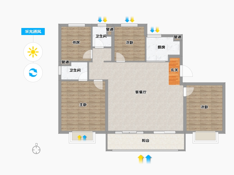 江苏省-南京市-佳兆业悦峰府-112.00-户型库-采光通风