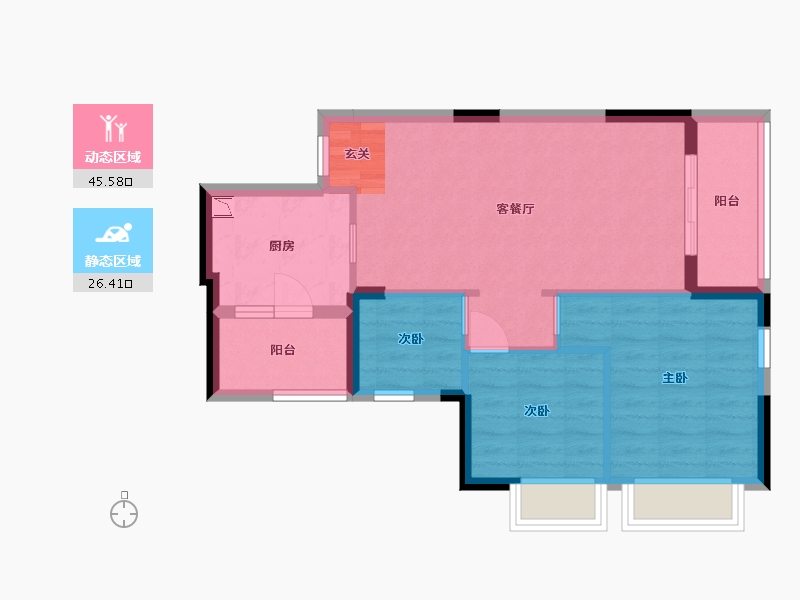 重庆-重庆市-恒大云湖上郡-64.30-户型库-动静分区