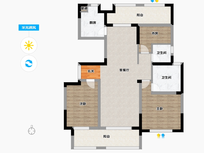 山东省-烟台市-高科荣境-98.99-户型库-采光通风