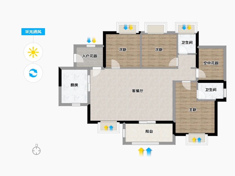 广东省-湛江市-方圆小城之春-105.19-户型库-采光通风