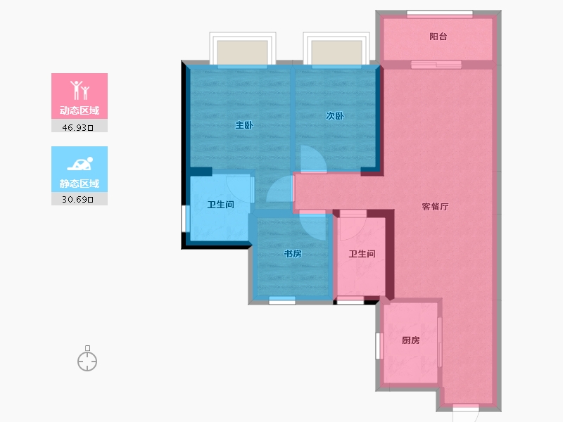 广东省-清远市-碧桂园半岛一号-68.35-户型库-动静分区