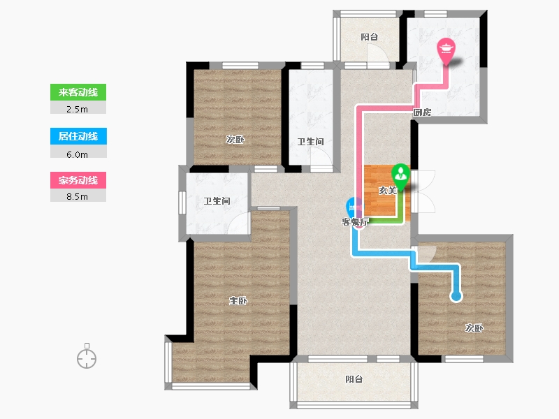 吉林省-长春市-嘉惠燕京府-104.52-户型库-动静线