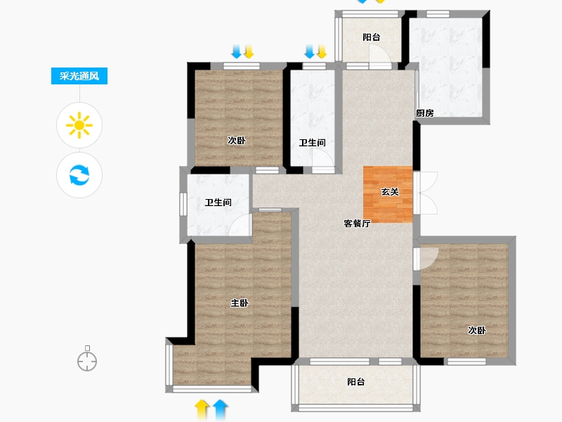 吉林省-长春市-嘉惠燕京府-104.52-户型库-采光通风