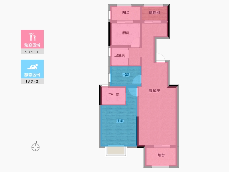 浙江省-嘉兴市-当代和山悦MOMA-68.49-户型库-动静分区