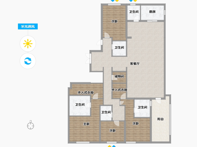 浙江省-杭州市-凤起潮鸣-210.75-户型库-采光通风