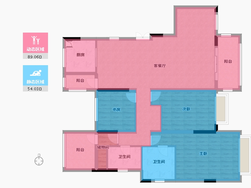 湖南省-长沙市-中航城国际社区-128.19-户型库-动静分区