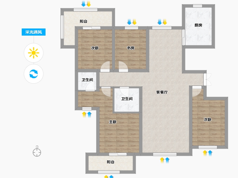 宁夏回族自治区-银川市-公园华府-116.14-户型库-采光通风