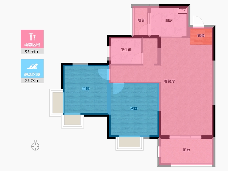 四川省-泸州市-航发翰林郡-74.41-户型库-动静分区