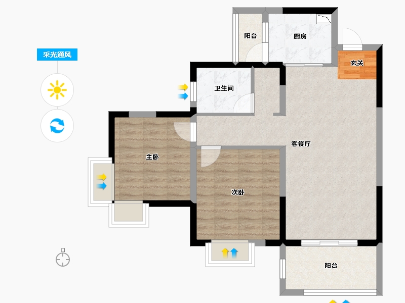 四川省-泸州市-航发翰林郡-74.41-户型库-采光通风