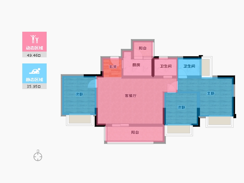 重庆-重庆市-金科丨贝蒙・湖山壹号-74.83-户型库-动静分区