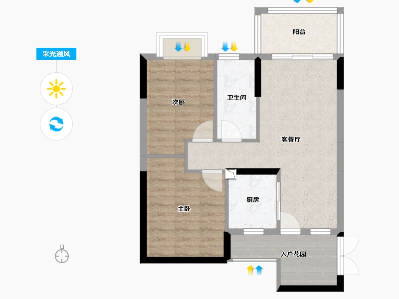 广东省-东莞市-松湖豪庭-61.45-户型库-采光通风