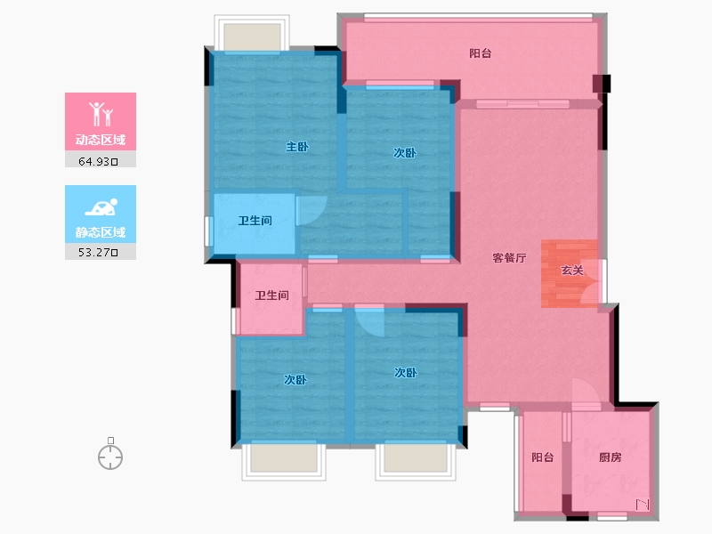 重庆-重庆市-建工半山郡-104.29-户型库-动静分区