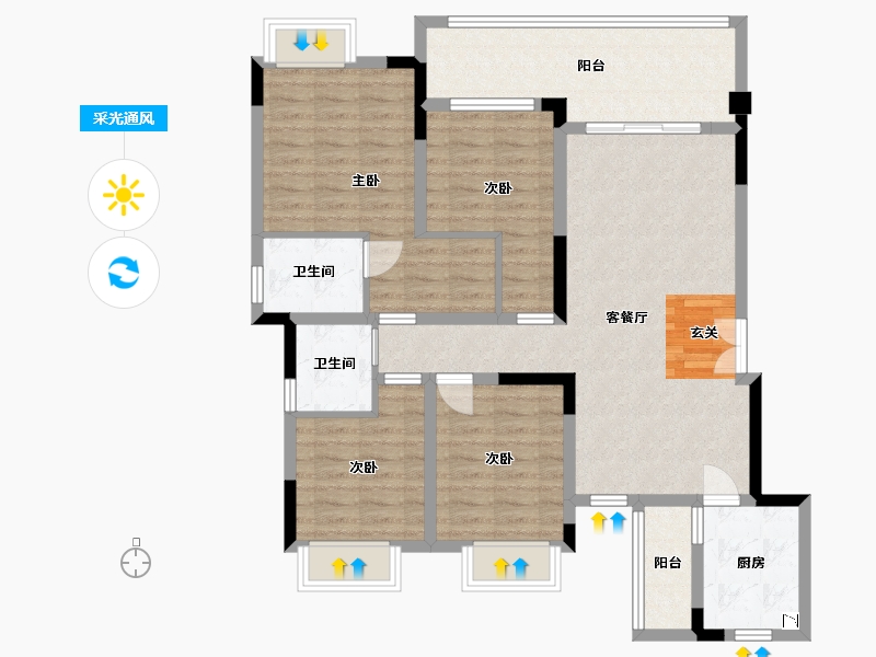 重庆-重庆市-建工半山郡-104.29-户型库-采光通风