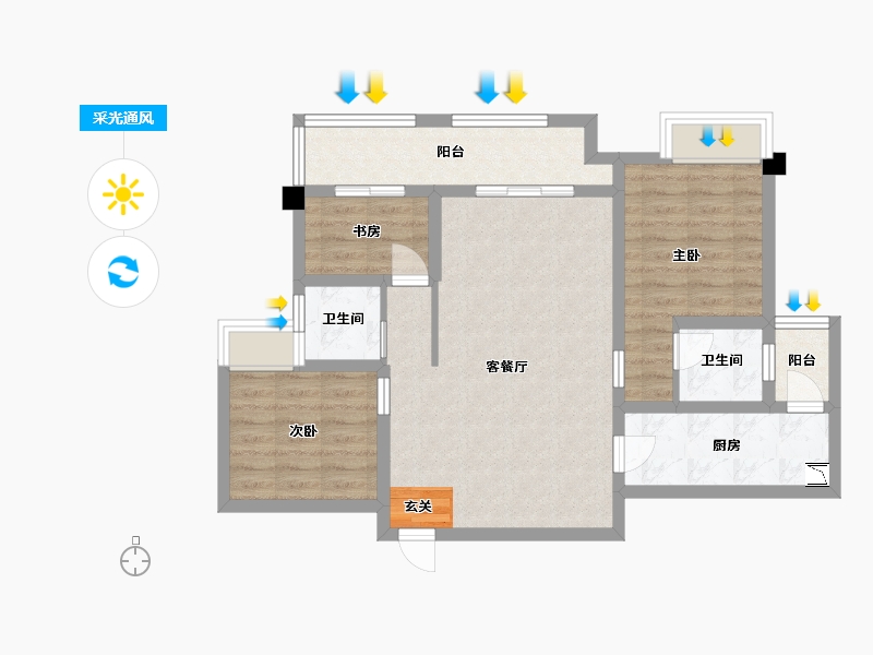 重庆-重庆市-首地江山赋浅山台-79.80-户型库-采光通风