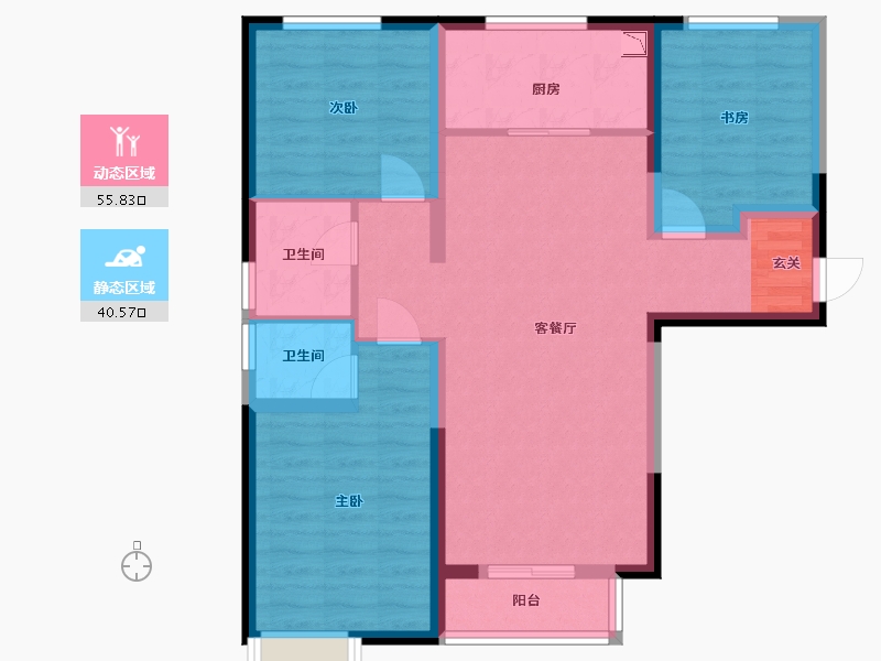 北京-北京市-珠江・京津一品-85.72-户型库-动静分区