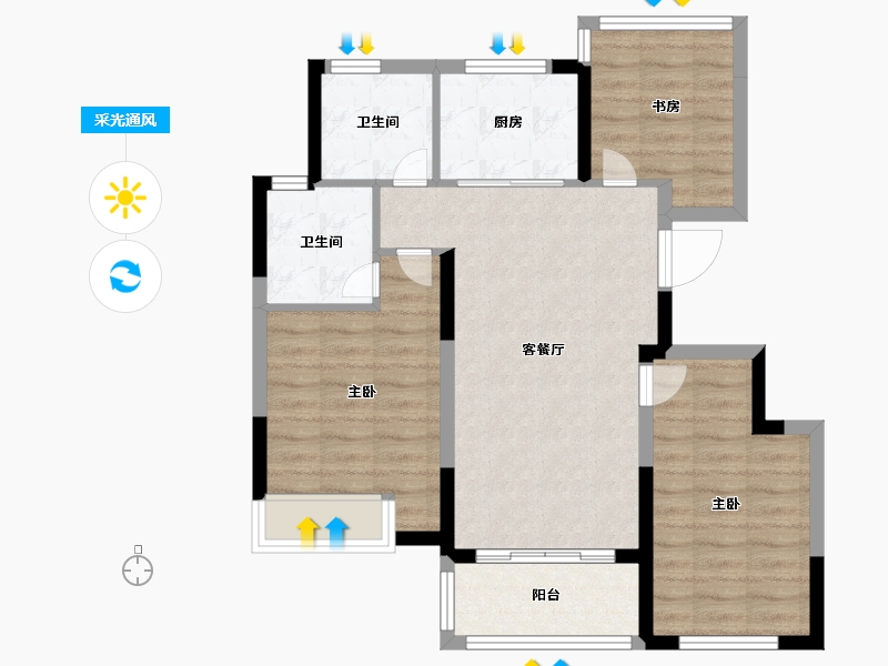 浙江省-金华市-兰江名邸-75.83-户型库-采光通风