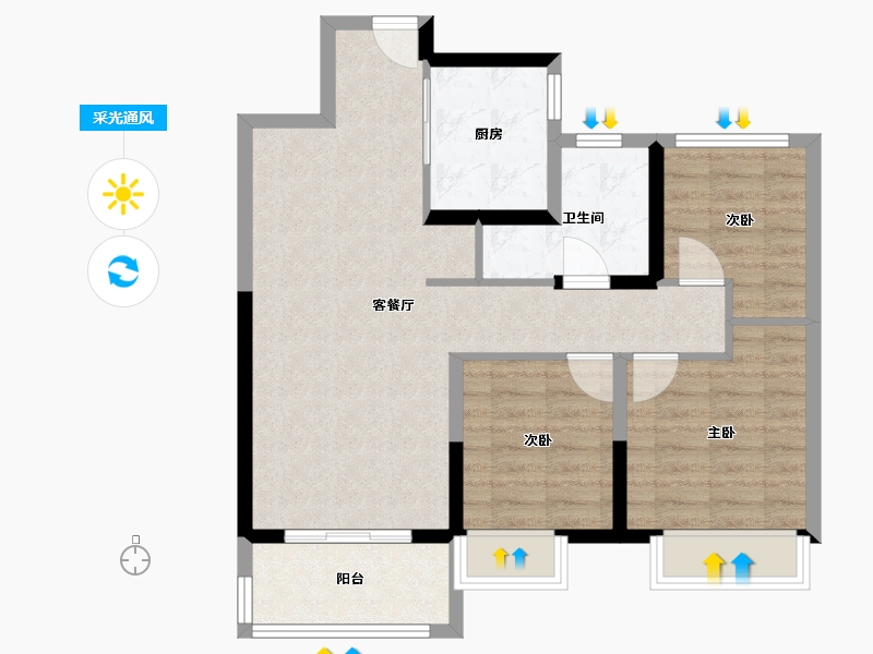 山东省-济南市-中建蔚蓝之城-76.00-户型库-采光通风