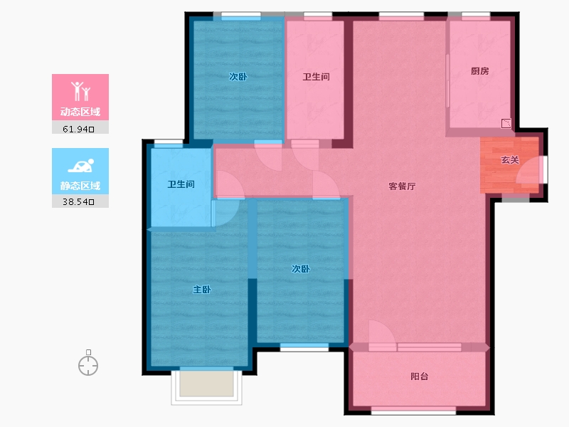 辽宁省-大连市-金湾十里海-89.30-户型库-动静分区