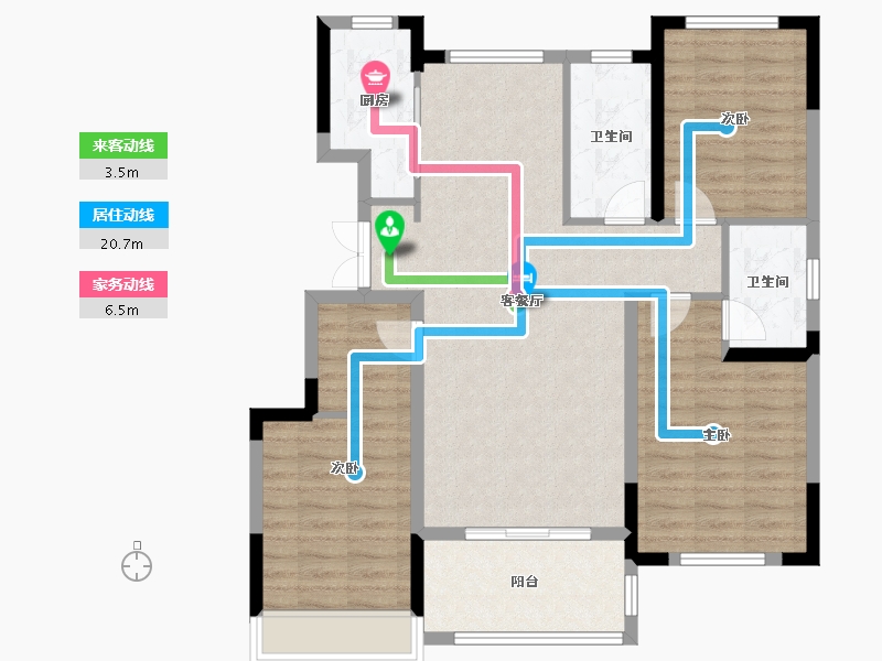 山东省-临沂市-滨河名邸-97.60-户型库-动静线