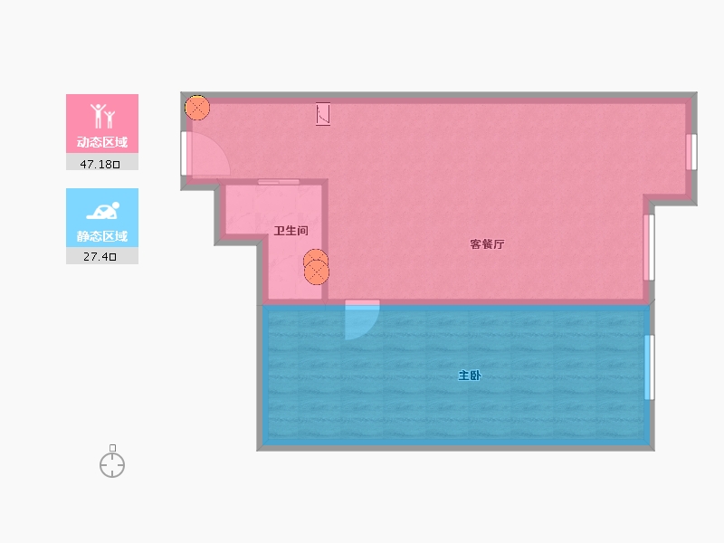 黑龙江省-哈尔滨市-龙创・新世纪-67.82-户型库-动静分区