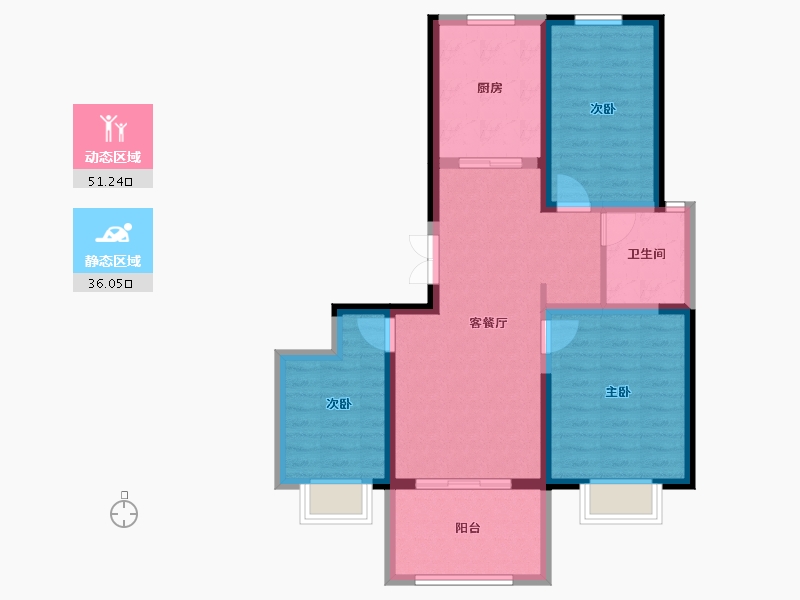 陕西省-西安市-当代上品湾MOMΛ-77.54-户型库-动静分区