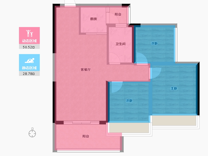 广东省-惠州市-万象湖花园-70.45-户型库-动静分区