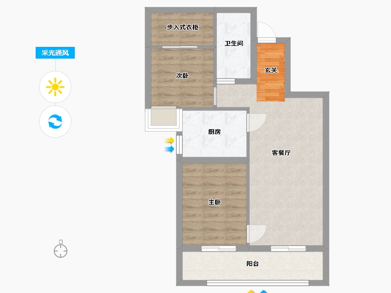 北京-北京市-西山锦绣府-63.95-户型库-采光通风