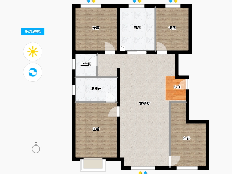 北京-北京市-建邦・顺颐府-104.98-户型库-采光通风