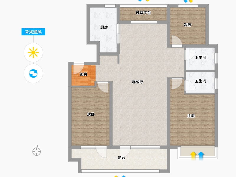 山东省-潍坊市-中晨壹号院-126.15-户型库-采光通风