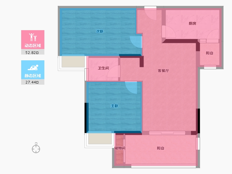 重庆-重庆市-朵力迎宾大道-71.50-户型库-动静分区