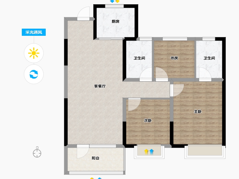 山东省-青岛市-天一仁和珑越海-103.01-户型库-采光通风