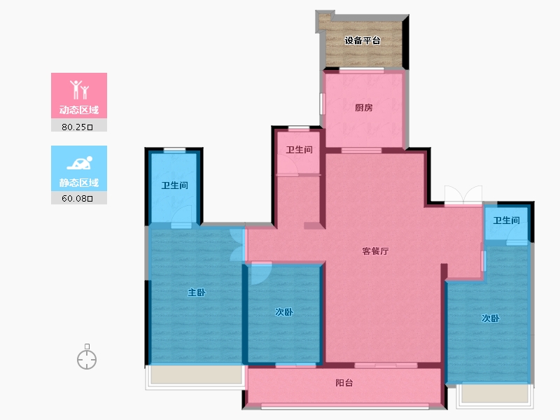 陕西省-西安市-荣民宫园学府-132.00-户型库-动静分区