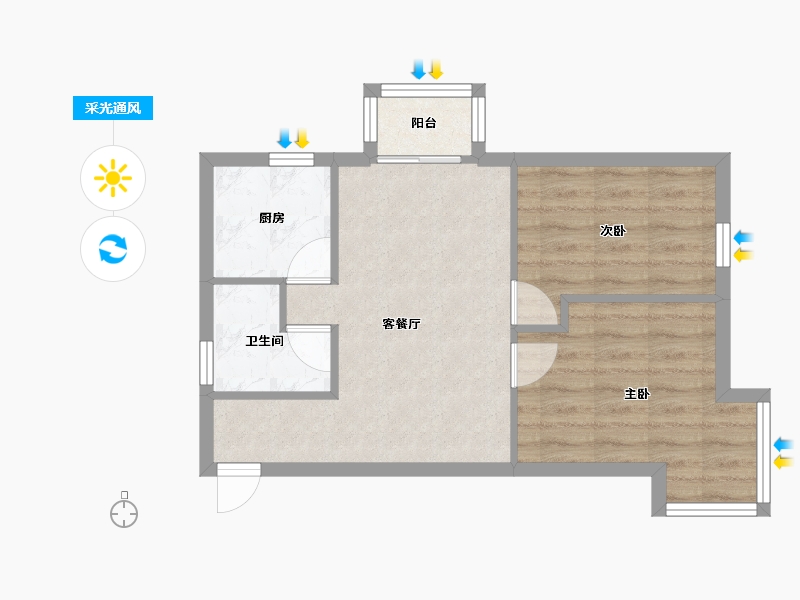 北京-北京市-次渠-50.40-户型库-采光通风