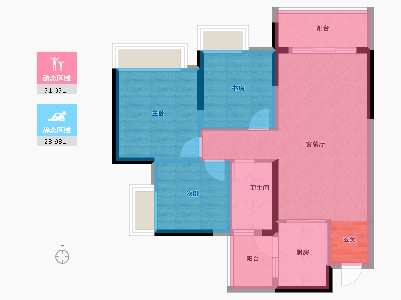 重庆-重庆市-富力院士廷-71.31-户型库-动静分区