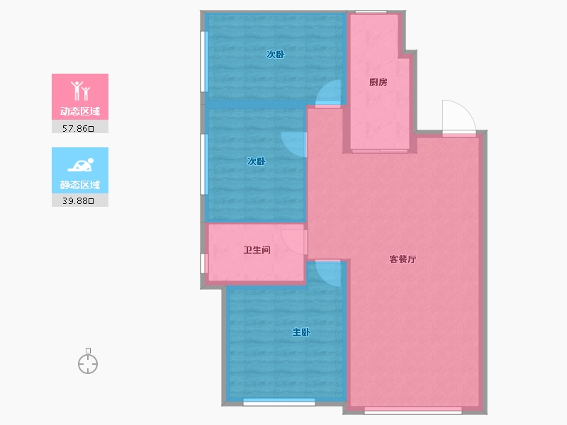 黑龙江省-哈尔滨市-华居水木天成-88.80-户型库-动静分区