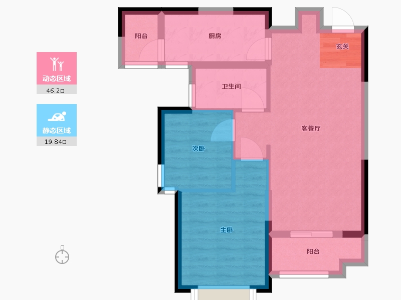 湖南省-长沙市-湘潭恒大养生谷-58.39-户型库-动静分区