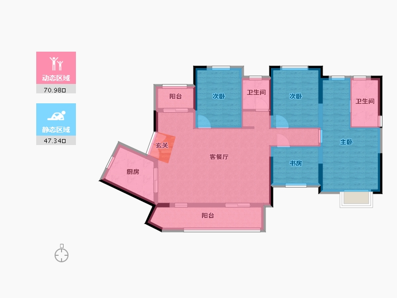 湖南省-长沙市-凯尔花缇紫郡-105.74-户型库-动静分区