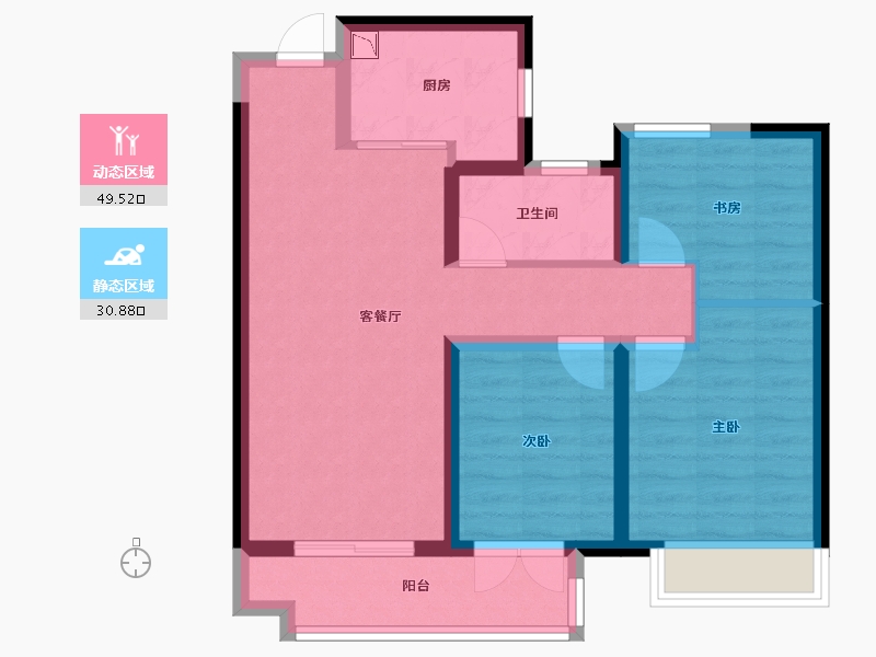 陕西省-西安市-高科麓湾国际社区-70.96-户型库-动静分区